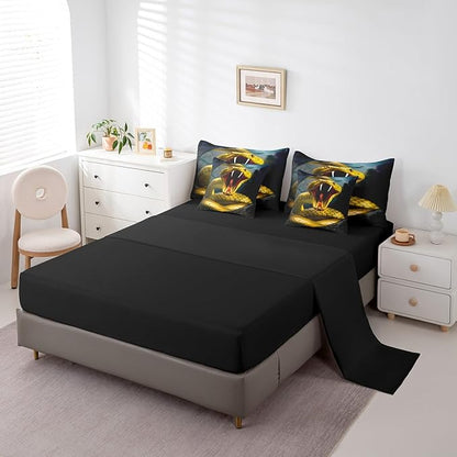 Erosebridal Snake 7 Piece Comforter Set Full Bed in a Bag,Little Dragon Bedding Sets Tropical Wildlife Reptile Sheet Set with Comforter