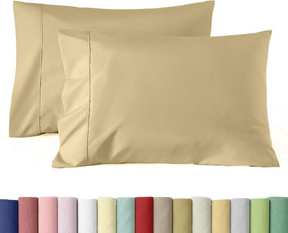 WINLIFE Queen Pillowcases Set of 2, 100% Cotton Egyptian Quality Queen Pillow Cases 2, 20×30 inches, Soft and Breathable Pillow Cover, Khaki