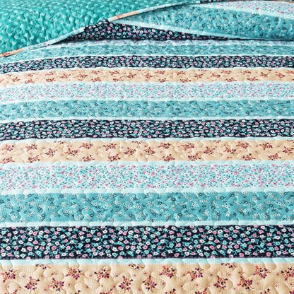 HoneiLife Quilt Sets King Size - 3 Piece Microfiber Quilt Floral Bedspreads Lightweight Coverlets Rustic Bed Cover King Quilt Bedding Set All Season Use