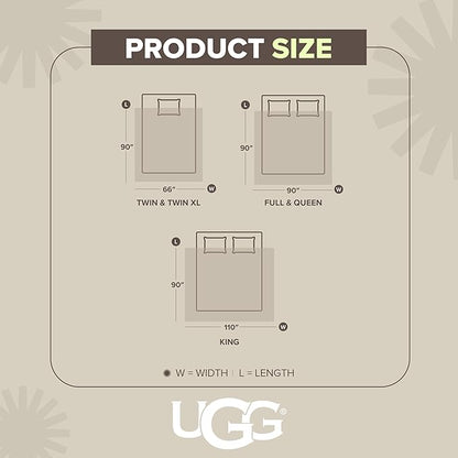 UGG Nita Full/Queen Blanket, Cozy Soft Queen Bedding, Plush Fleece Blanket for Bed, Extra Large Throw for Couch, Luxury Bedroom Decor, 90-inch x 90-inch, Charcoal Grey
