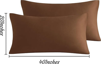 NTBAY King Pillow Cases Set of 2, 2 Pack Brushed Microfiber 20x40 Pillow Cases, Soft, Wrinkle, Fade, Stain Resistant Brown Pillow Cases with Envelope Closure, 20x40 Inches, Brown