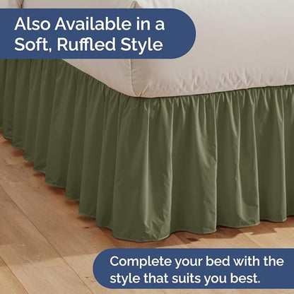 Pleated Bed Skirt Twin Size - 3 Sided Pleated Bed Skirt Twin - Ultra-Soft, Easy Fit with 15 Inch Tailored Drop - Hotel Quality, Wrinkle & Fade Resistant - for Women, Men, Kids and Teens - Sage Green