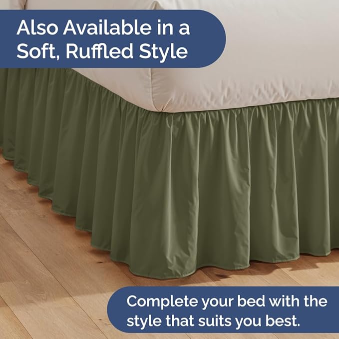Pleated Bed Skirt Full Size - 3 Sided Pleated Bed Skirt Full - Ultra-Soft, Easy Fit with 18 Inch Tailored Drop - Hotel Quality, Wrinkle & Fade Resistant - for Women, Men, Kids and Teens - Sage Green