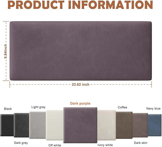 IFNOW Wall Mounted Headboard, Peel and Stick Panels, Dark Purple, King | Upholstered 3D Soundproof Acoustic Panels Reusable and Removable Padded Leather Bed Headboard, 12 Panels 9.84" x 23.62"