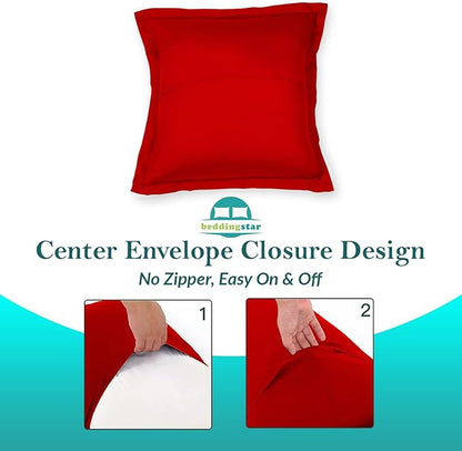Euro Sham Covers 28x28 Set of 2 Red 600 Thread Count 100% Egyptian Cotton Pack of 2 Euro 28x28 Pillow Covers Cushion Cover Cases Soft Skin Friendly European Size Decorative Square Pillow Shams