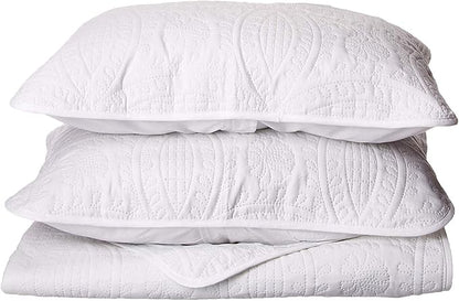 Chezmoi Collection Austin 3-Piece Oversized Bedspread Coverlet Set (Queen, White) (Pack of 6)