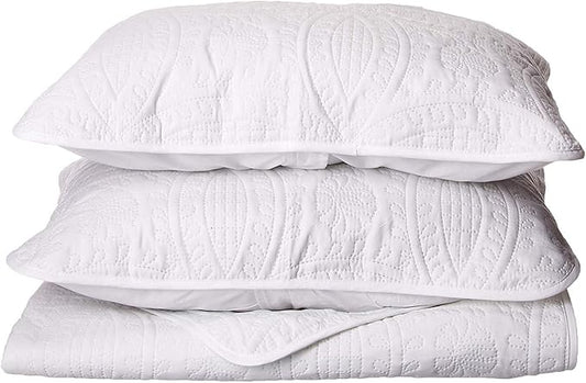 Chezmoi Collection Austin 3-Piece Oversized Bedspread Coverlet Set (Queen, White) (Pack of 6)