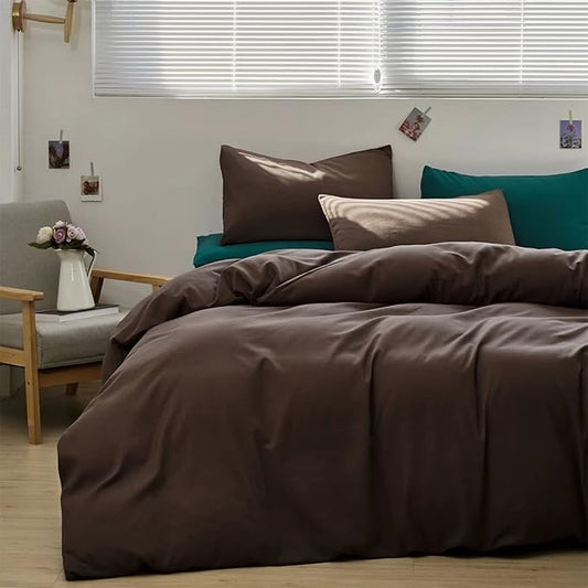 Houseri Brown Comforter Set - King Size Bedding Set - Mocha, Chestnut & Coffee Colored Comforter - Vintage Chocolate Colored Quilt