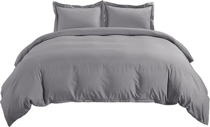 Bedsure Duvet Cover King Size - Soft Double Brushed Bedding Set for Kids & Adults, Zipper Closure, 3 Pieces, Includes 1 Duvet Cover (104"x90") & 2 Pillow Shams, NO Comforter, Grey