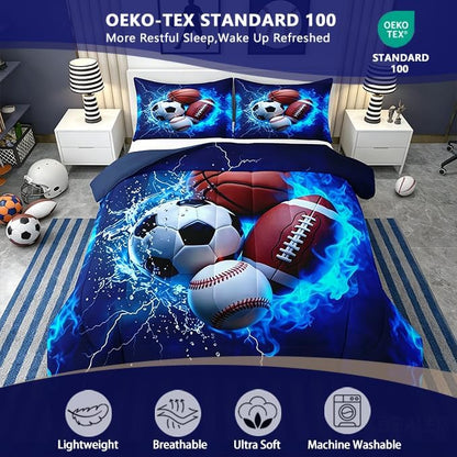 Feelyou Boys Sports Comforter Set Toddler Size for Kids Boys Girls
