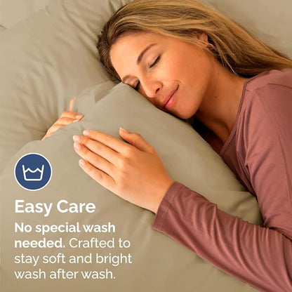 Standard Pillow Cases Set of 4 - Ultra Soft Hotel Quality Pillowcase Covers - Comfy Cozy Bedding for Women, Men, Kids & Teens - Machine Washable Pillow Protectors - 4 Piece Set - Standard Size Beige