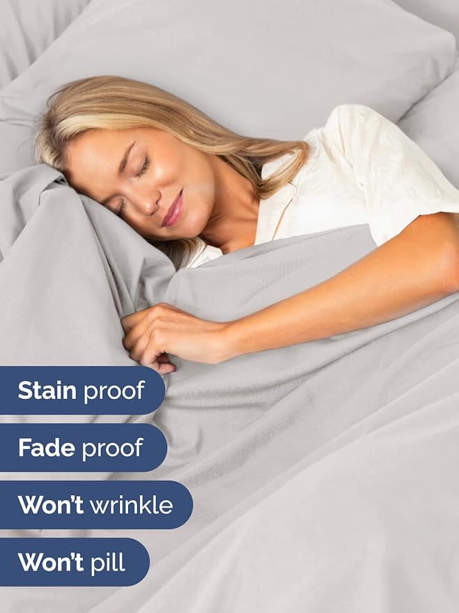 Extra Deep Split King Sheet Set - 7 Piece Breathable and Cooling Sheets - Hotel Luxury Bedding for Women, Men, Kids & Teens - Easy Secure Fit - Soft & Wrinkle Free - Extra Deep Pockets - French Grey
