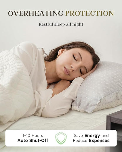 Gotcozy Heated Mattress Pad Full Size - Electric Mattress Pad Fit up to 15‘’with 6 Heat Setting & 10 Hour Auto Off ETL Certified Machine Washable(White)
