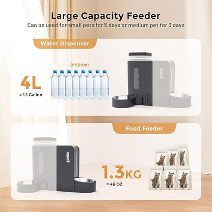 ZOMISIA Gravity Cat Feeder and Water Dispenser, Large Capacity for Puppy
