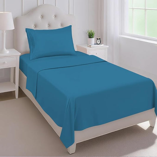 Mejoroom Twin Sheet Set - Hotel Collection Twin Sheets - Bedding Sheets & Pillowcases with Deep Pocket Fitted Sheet, Breathable, Wrinkle & Fade Resistant - 3 Piece(Peacock Blue)