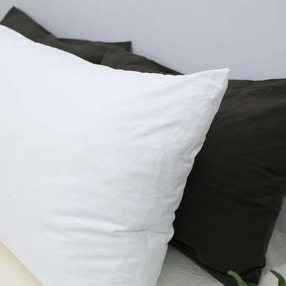 MooMee Body Pillow Cover Pillowcase with Zipper 100% Washed Cotton Linen Like Textured Breathable Durable Soft Comfy (Bright White, 21”x54”, 1PC)