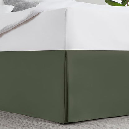 Nestl Olive Green Bed Skirt King Size - King Bed Skirt 14 Inch Drop - Brushed Microfiber Bed Skirts - Hotel Quality Pleated Bed Skirt - Shrinkage & Fade Resistant
