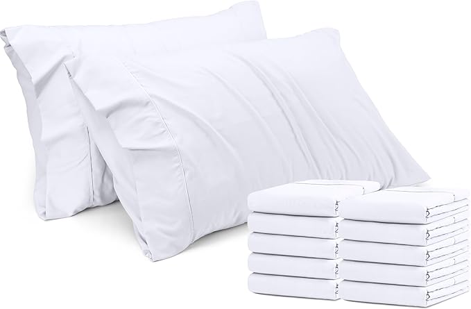 Utopia Bedding Standard Pillow Cases - 12 Pack - Envelope Closure - Soft Brushed Microfiber Fabric - Shrinkage and Fade Resistant Pillow Covers Standard Size 20 X 26 Inches (Standard, White)