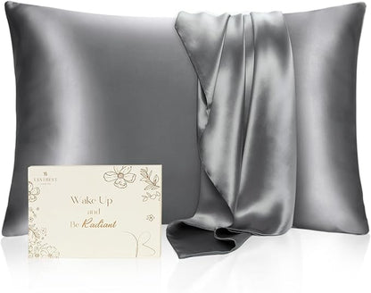Yanibest Satin Pillowcase, Silk Pillow Cases for Hair and Skin with Zipper, Standard Pillow Cases Set of 2 for 20"x26", Exquisite Packaging for Women Men