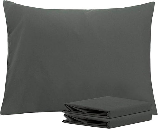 NTBAY Standard Pillowcase Set - 2 Pack Brushed Microfiber 20x26 Pillowcases - Soft, Wrinkle-Free, Fade-Resistant, Stain-Resistant, Dark Grey Pillowcases with Envelope Closure - 20x26 Inches, Dark Grey