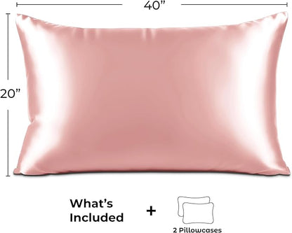 Satin Pillowcase 2 Pack - King Size (20"x40", Pink) - Silky Pillow Cases for Hair and Skin - Satin Pillow Covers with Envelope Closure - Extra Soft Premium Microfiber