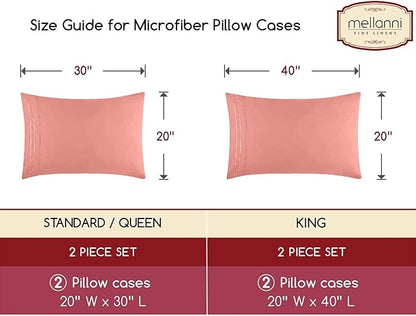 Mellanni Pillow Cases - Luxury, Extra Soft, Cooling Pillow Covers - 2 PC Iconic Collection Pillowcases - Envelope Closure (Standard/Queen 20" x 30", Coral)