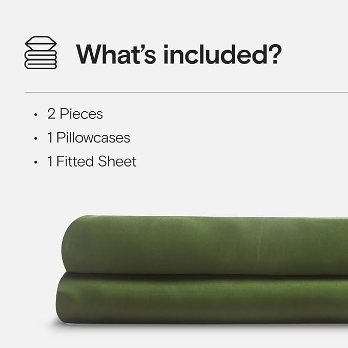 DOZ Sheet Set, 100% Viscose derived from Bamboo, Organically Grown, Buttery Soft, Cooling Sheets, High GSM, Deep Pockets - 2 Piece - 1 Pillowcase 1 Fitted Sheet (Forest, Twin XL)