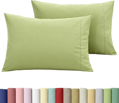 WINLIFE 100% Cotton Pillowcases Standard Size Set of 2 Pillowcases 20×26 inches, Soft and Breathable Pillow Case, Apple Green