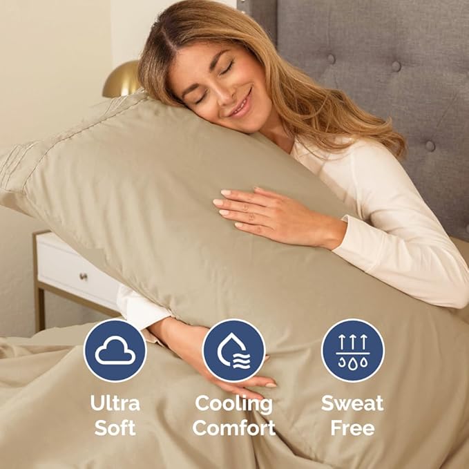 Full XL Bed Sheet - 4 Piece Full XL Bed Sheets Set - Soft, Breathable & Cooling - Hotel Luxury Bedding for Women, Men, Kids, Teens, Boys & Girls - Deep Pockets, Comfy, Fade and Wrinkle Free - Beige