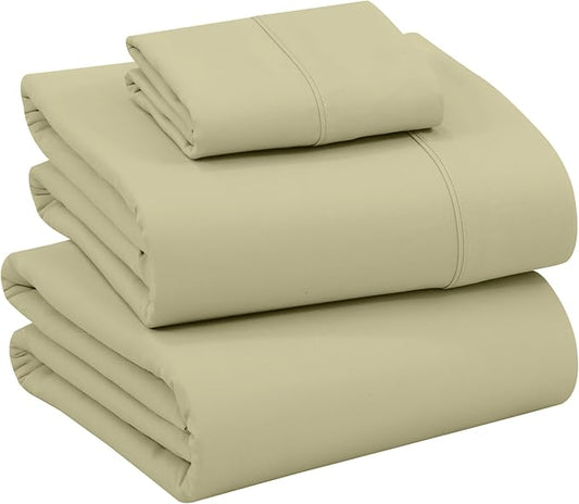 RUVANTI 100% Cotton Sheets – Twin XL Size Percale Bedding, Cooling & Breathable, Durable with a Crisp, Soft & Comfortable Feel, 16" Deep Pocket, 3-Piece Set, Sage Green