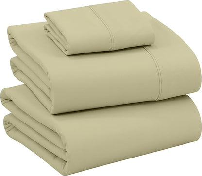 RUVANTI 100% Cotton Sheets – Twin Size Percale Bedding, Cooling & Breathable, Durable with a Crisp, Soft & Comfortable Feel, 16" Deep Pocket, 3-Piece Set, Sage Green