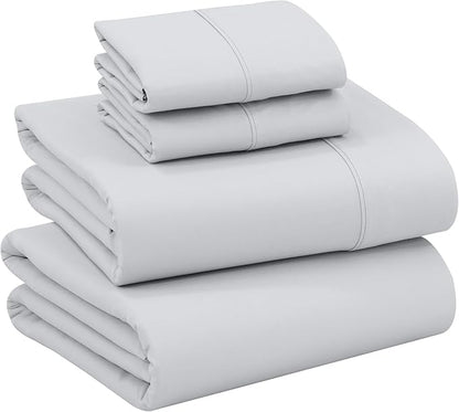RUVANTI 100% Cotton Sheets – King Size Percale Bedding, Cooling & Breathable, Durable with a Crisp, Soft & Comfortable Feel, 16" Deep Pocket, 4-Piece Set, Quiet Gray