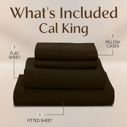 Utopia Bedding California King Size Sheet Set – 4 Piece Bed Sheets, Soft and Breathable Microfiber, Includes 1 Fitted Sheet, 1 Flat Sheet and 2 Pillowcases – Oeko Tex (Brown)