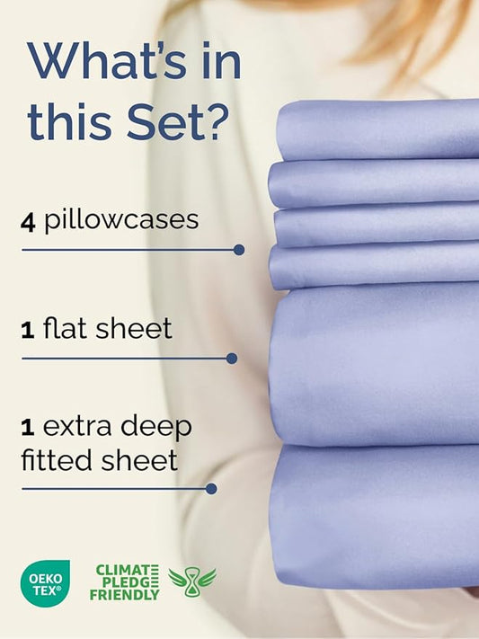 Extra Deep Queen Sheet Set - 6 Piece Breathable and Cooling Sheets - Hotel Luxury Bedding for Women, Men, Kids & Teens - Easy Secure Fit - Soft, Wrinkle Free and Comfy - Extra Deep Pockets - Lavender