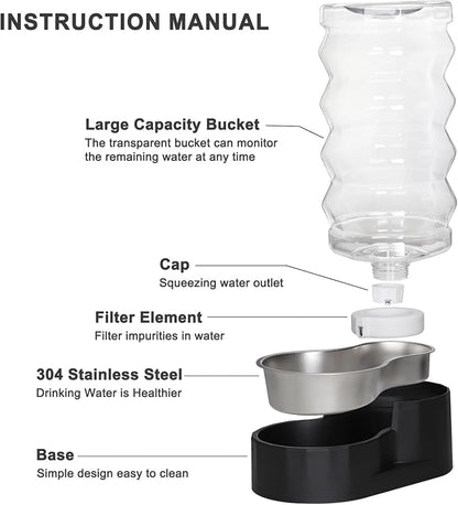 RIZZARI 9L Filtered Dog Water Dispenser: Large Capacity Multi Pet Solution | No Power Needed/Dishwasher-Safe/BPA-Free/Spill-Resistant/ For Multi-Dog Homes/Garage/Balcony