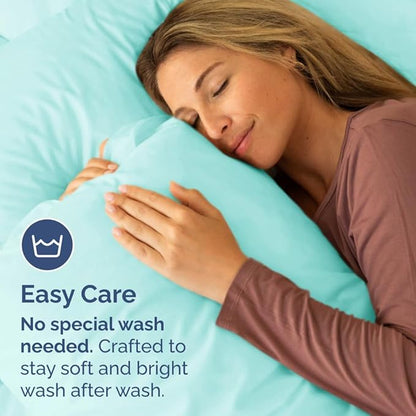 King Pillow Cases Set of 4 - Ultra Soft Hotel Quality Pillowcase Covers - Comfy, Cozy & Wrinkle Free - Shrinkage, Stain and Fade Resistant - Machine Washable Pillow Protectors - 4 Piece Set - Spa Blue