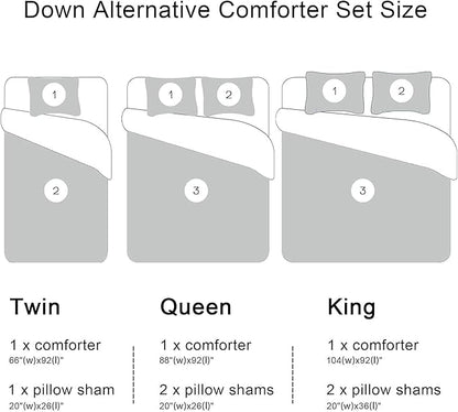 downluxe Lightweight Plaid Comforter Set (Queen) with 2 Pillow Shams - 3-Piece Set - Red/White Plaid - Down Alternative Reversible Comforter