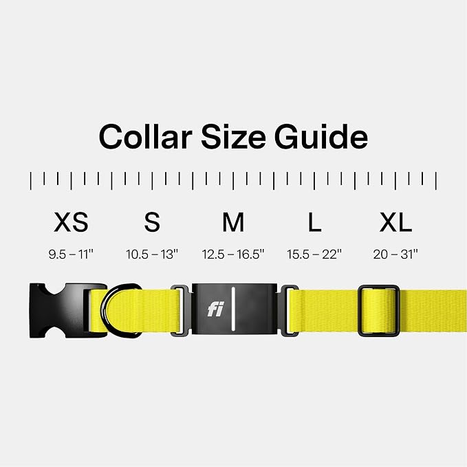 Fi Series 3+ GPS + Health Dog Collar, Yellow, X-Large, 12-Month Membership | Smart GPS dog collar with live tracking, health & behavior, Escape Alerts, LED light. Waterproof and Apple Watch compatible.