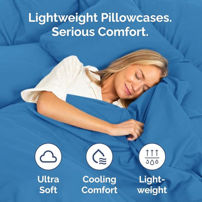 Body Pillowcases Set of 4-20x54 Long Body Pillow Case - Soft Body Pillow Cover for Sleeping & Side Sleepers - Comfy, Breathable & Fade Free - Machine Washable w/Envelope Enclosure - (Royal Blue)