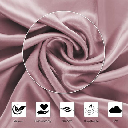 Silk Pillowcase for Hair and Skin with Hidden Zipper, Ravmix Both Sides 21Momme Mulberry Silk Cooling Pillow Case Standard Size 20×26inches, 1PCS, Dark Pink