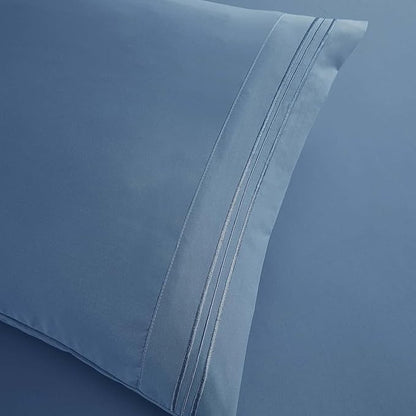 Clara Clark Twin Sheets, 5 Piece Set - Hotel Luxury Sheets for Twin Size Bed, Super Soft Bedding Set, Twin Size, Blue Heaven