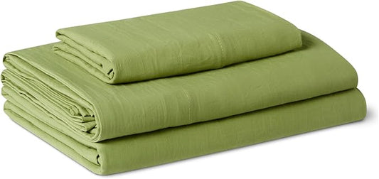 Amazon Basics Twin XL Bed Sheet, 3-Piece Bedding Set, Double Brushed Microfiber, Ultra Soft, Easy Care, Green