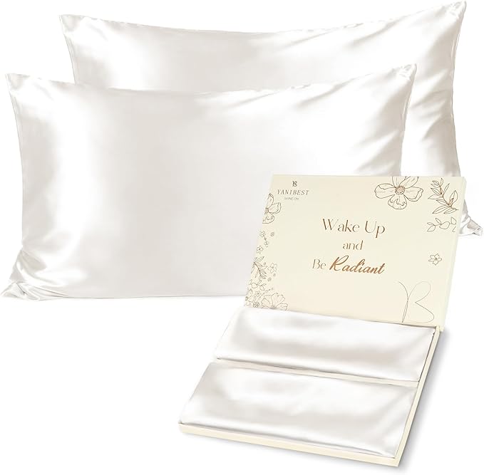 Yanibest Satin Pillowcase, Silk Pillow Cases for Hair and Skin with Zipper, Queen Pillow Cases Set of 2 for 20"x30", Exquisite Packaging for Women Men