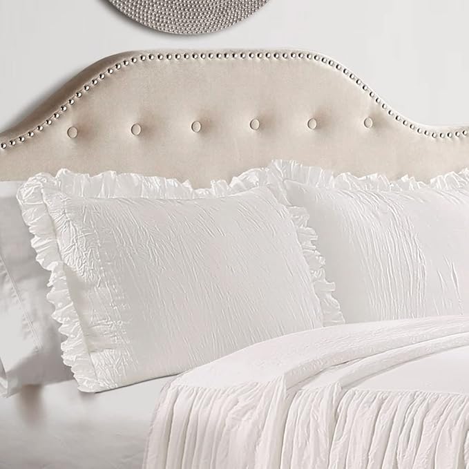 Lush Decor Ruffle Skirt Bedspread Set - 3-Piece Luxurious Farmhouse Bedding - Elegant Ruffle Detail - Timeless Style - Soft Lightweight Sheets - Queen, Blush