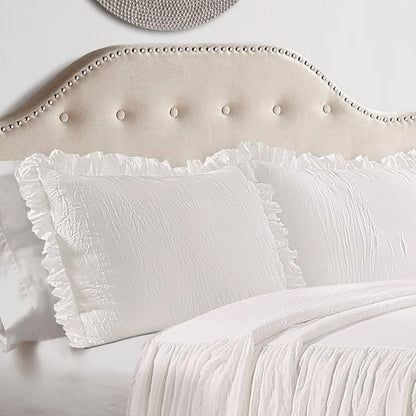 Lush Decor Ruffle Skirt Bedspread Set - 3-Piece Luxurious Farmhouse Bedding - Elegant Ruffle Detail - Timeless Style - Soft Lightweight Sheets - King, White