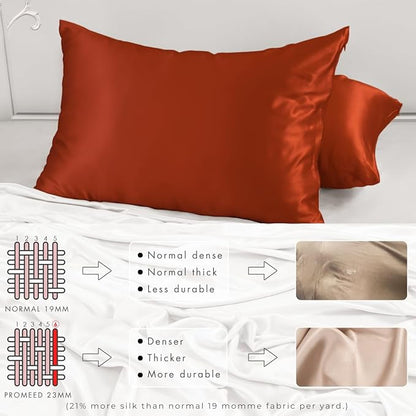 PROMEED 23 Momme Silk Pillowcase 2 Pack with Zipper, 3rd Gen Grade 6A+ 100% Mulberry Silk Pillow Case Set of 2, Cooling Pillow Cases for Hot Sleepers (King 20"x36", Dusk)