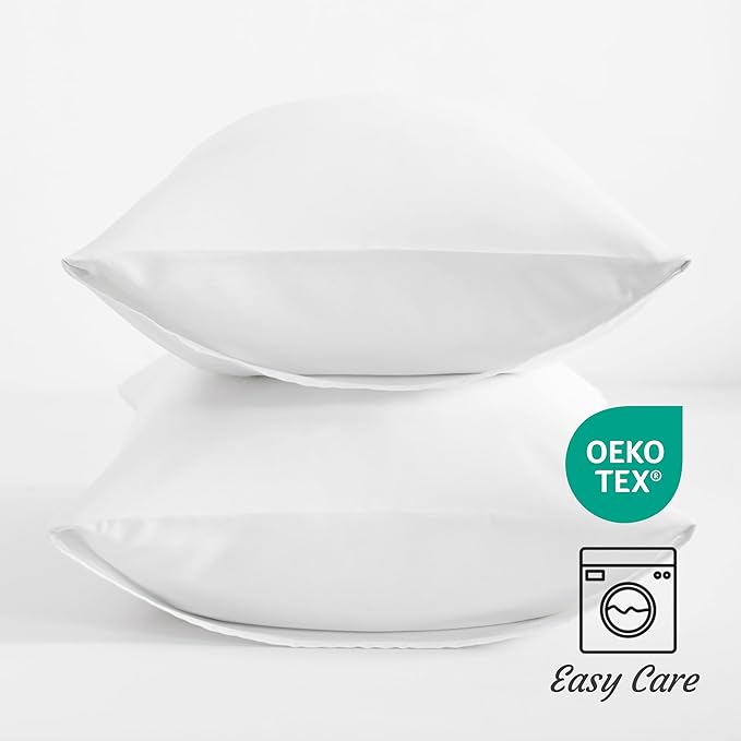 NTBAY Toddler Pillow Cases Set of 2, 2 Pack Brushed Microfiber 14x20 Pillow Cases, Soft, Wrinkle, Fade, Stain Resistant White Pillow Cases with Envelope Closure, 14x20 Inches, White