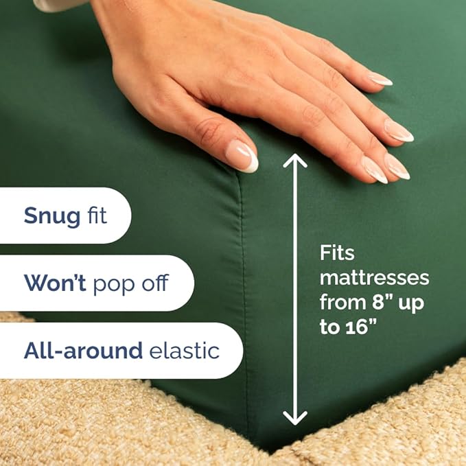 Full XL Bed Sheet - 4 Piece Full XL Bed Sheets Set - Soft, Breathable & Cooling - Hotel Luxury Bedding for Women, Men, Kids, Teens, Boys & Girls - Deep Pockets, Fade and Wrinkle Free - Emerald Green