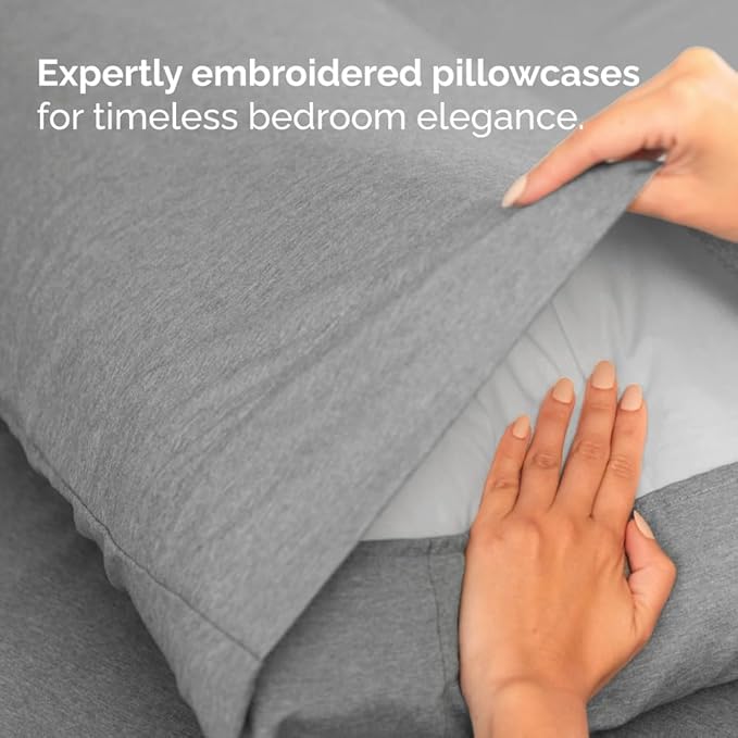 Flex Top Split Head King 4 Piece Sheet Set - Comfy Breathable & Cooling Bed Sheets Set - Hotel Luxury Bedding for Women, Men, Kids, Teens, Boys & Girls - Deep Pockets, Soft, Oeko-Tex - Heathered Grey