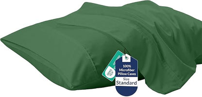 Royale Linens Standard Pillowcase Set of 2 - Bed Pillow Cover - 20"x26" - Pillowcases - 1800 Brushed Microfiber, Wrinkle & Fade Resistant - Soft & Cozy- Standard Size Pillow Case (STD, Hunter Green)